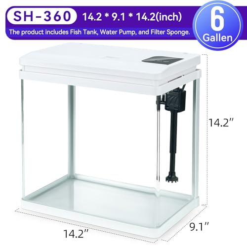 BINANO Binano Beginner Betta 6 Gallon Fish Tank Aquarium Kit Desligamento Inteligente Temporizado, S