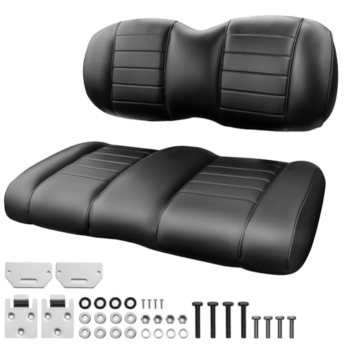 NOKINS Premium Golf Cart Front Seat Replacement Kit Seat Bottom & Backrest Cushion Assembly Fits EZGO TXT 1994-Up EZGO RXV 2008-Up Factory Style Marine Grade Vinyl