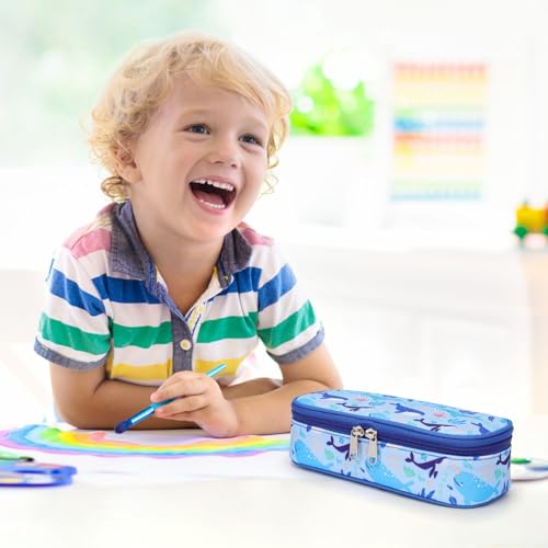 Image of Bagseri Pencil Case for Kids - Cute Pencil Case for Boys Large Capacity Pencil Pouch Organizer Multi-Slot Pencil Bag for School, Pen Case Only (Blue Whale)