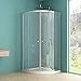 IMPTS Duschkabine 90x90cm Viertelkreis Runddusche, Duschabtrennung Schiebetür Dusche mit 6mm ESG Glas, Höhe 185 cm, Duschtüren Radius 550 mm, Ohne Duschwanne