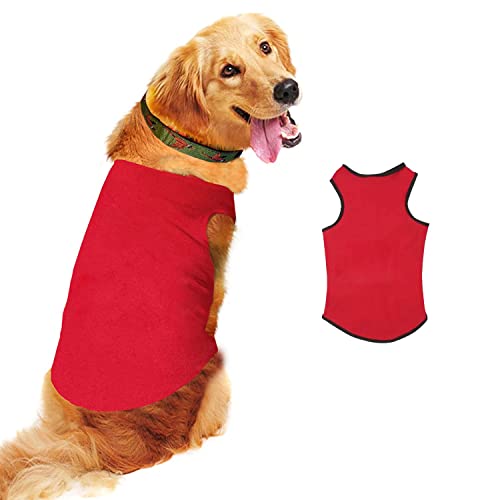 Image of Sage Square Comfort Cotton Dog T-Shirt, Sleeveless Vest for Dog Clothes, Puppy Tank Top Fashion Apparel (Red) (XLarge - 24inches, Red)