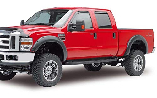 Rivet Pocket Style Fender Flares for 2008-2010 Ford F250 F350 Super Duty Smooth Black 4Pcs