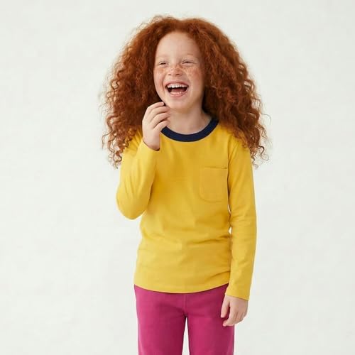 Image of Mightly Boys and Girls' Long Sleeve Raglan Shirt | Organic Cotton, Colorful Casual Stylish Clothes, Soft&Fresh Crew Neck Tee