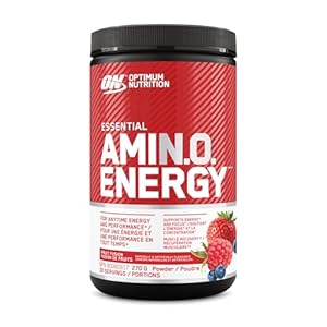 Optimum Nutrition Amino Energy Powder – Anytime energy convenient energy powder, Pre- workout with Green Tea, BCAA and Green Coffee Extract – Fruit fusion: 30 servings (270g tub, packaging may vary)
