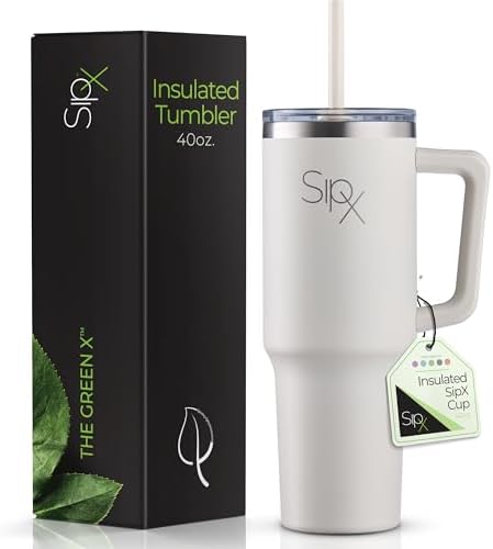 SIPX™ 40 oz Insulated Tumbler with Handle & Straw – Vacuum Insula...