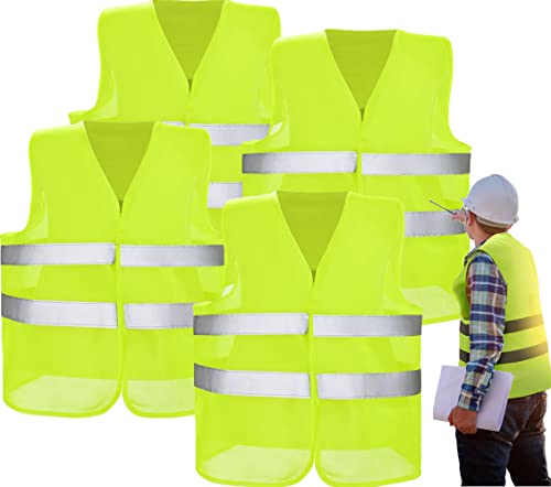 QIMMU Warnwesten Auto 4er Warnweste Sicherheitsweste Sicherheitsweste Auto Wahnwestenjacke Auto Warnweste PKW LKW
