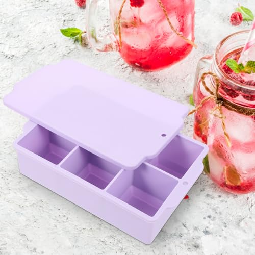 Molde para cubitos de hielo de silicona con tapa morado miniatura 4