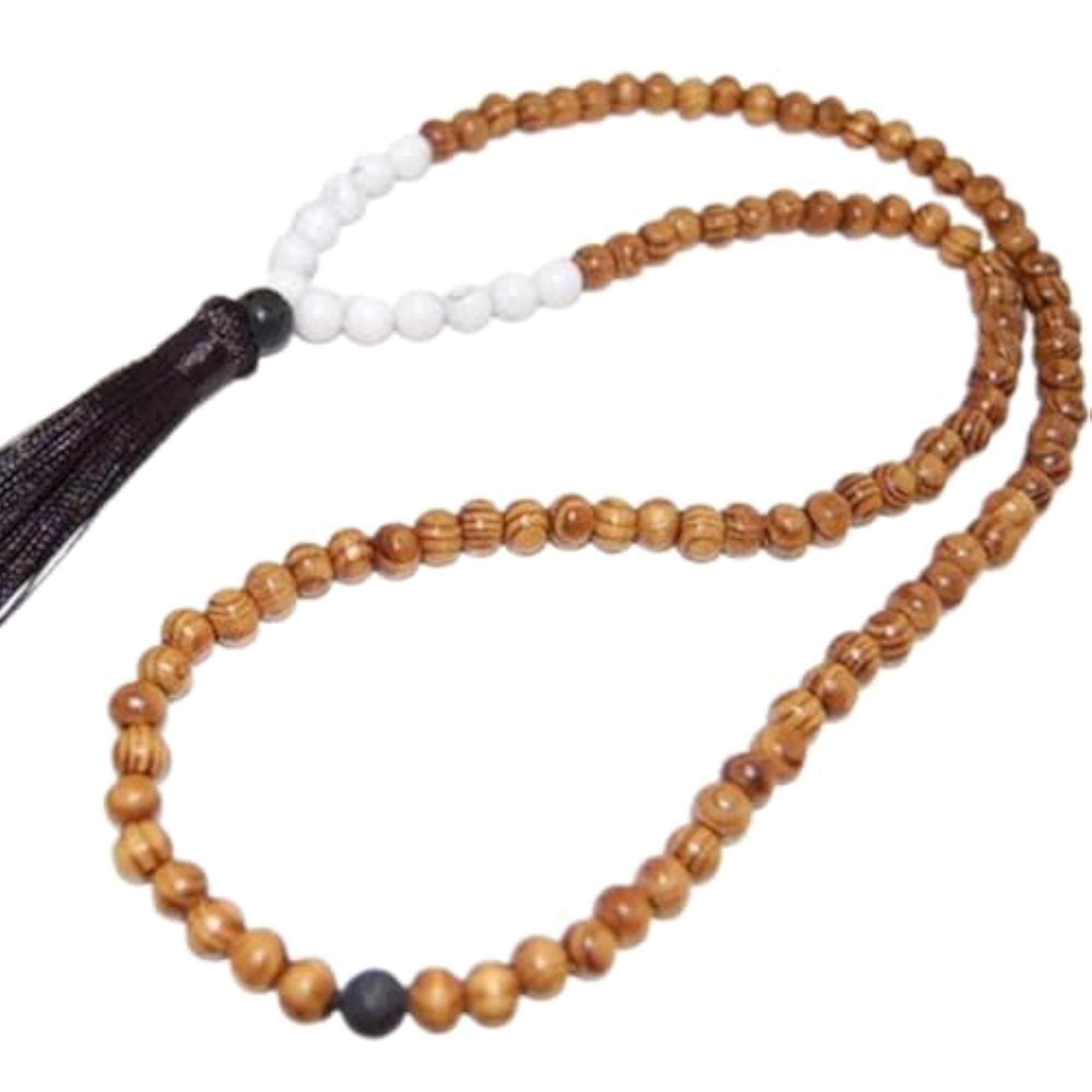 Natural Tasselwood & Howlite 6MM Beaded Handmade Prayer Mala