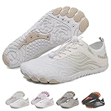 MIOKUKO Hike Barefoot Footwear Shoes for Women Men, Grounding Shoes with Copper, Barefoot Shoes Wide Toe Water Shoes (White,37)