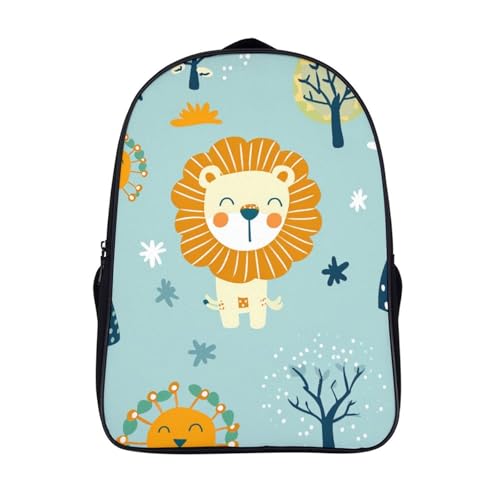 Mochila escolar de león animado para el regreso a clases de primaria