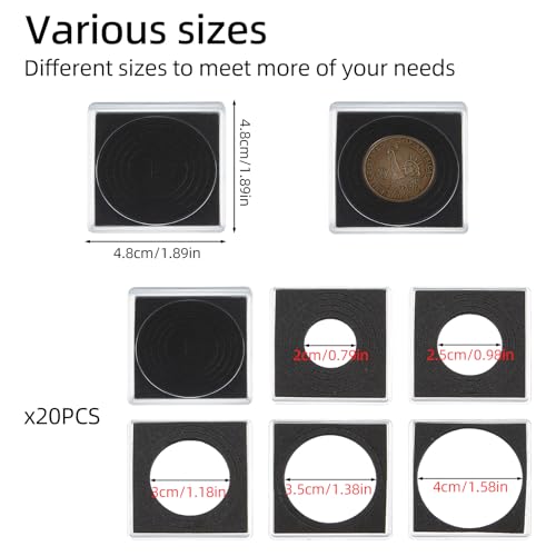 Juego de 20 cajas plásticas transparentes para monedas miniatura 2