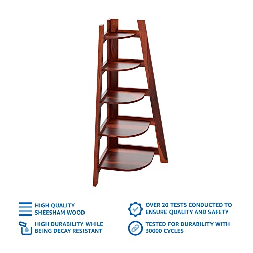 Image of Amazon Brand - Solimo Dartford Solid Sheesham Wood Bookshelf with 5 Shelves, Honey Finish