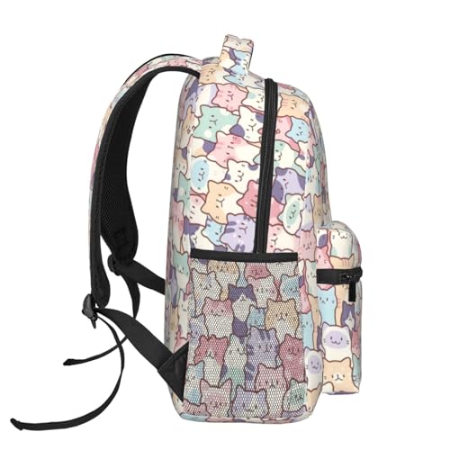 Cute Colorful Cats Kids Backpacks for Girls Boys Teenager,BookBags Back to School Bag,Lightweight Travel Daypack Laptop Backpack,Elementary Primary Middle School Bags for Age 6-123