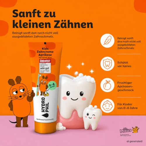 Hydrophil Zahncreme für Kinder - 4er Pack x 75 ml - Naturkosmetik – Ansicht 3