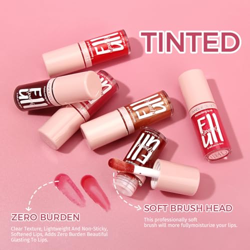 Moisturizing Lip Oil, No-Sticky Tinted Lip Gloss for Dry Lips Lip Balm Lip Care, Shiny and Vegan Tinted Lip Gloss 0.16OZ - 03 APHRODITE - Image 5