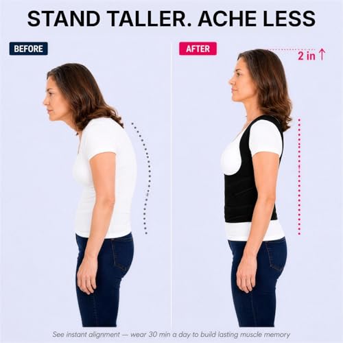 Image of Fit Geno Back Brace Posture Corrector for Women and Men, Shoulder Straightener, Adjustable Full Back Support, Upper and Lower Back Pain Relief - Scoliosis, Hunchback, Spine Corrector (XL, Plus Size)