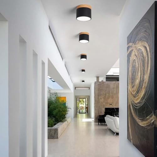 Plafonnier LED dimmable rose 7W aspect bois pour décoration moderne - 5