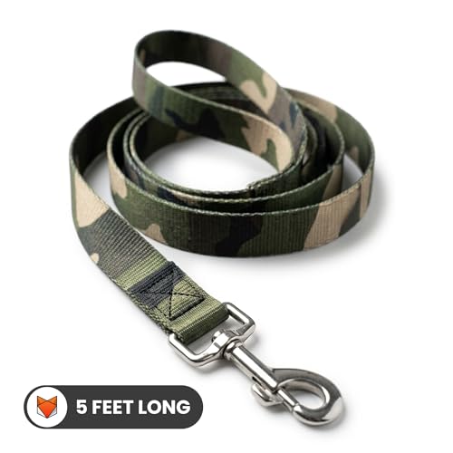 Image of Wooflix Heavy Duty Nylon Dog Leash | Anti Slip Padded Handle Long Dog Leash | Highly Reflective Leash for Dogs | Dog Rope for Medium & Large Dogs | Dog Training Leash | (Army Green, 5 Feet Long)