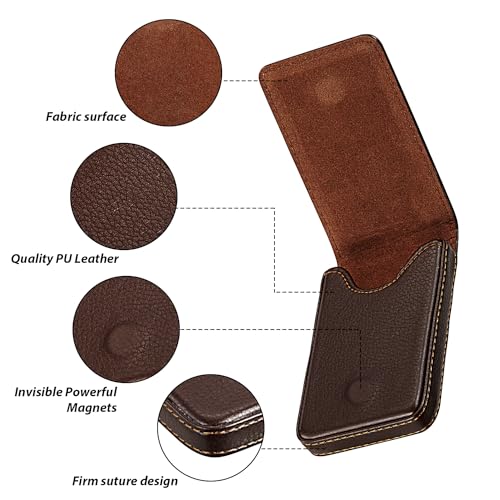 Image of Outus 2 Pcs Business Card Holder, PU Leather Business Card Case Pocket Wallet with Magnetic Shut for Men Women(Coffee and Blue,Classic)