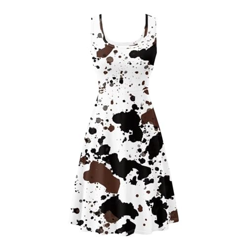 Image of Women's Casual Loose Sundress Midi Sleeveless Crewneck Dress Summer Beach Tank Dress with Pockets