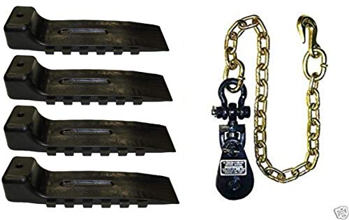 BA Products 1+1, 48-WSB, 6I-2TSW30 One Set of Black Interlocking Tire Skates (Four Skates) and One 2 Ton Snatch Block with Chain for Rollback, Car Hauler, Carrier, Flatbed