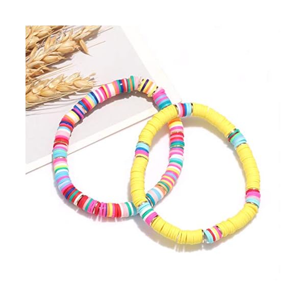 XOCARTIGE Surfer Heishi Bracelets for Women Stackable Rainbow Vinyl Disc Beaded Stretch Bracelets Elastic Layering Friendship Bracelets Boho Summer Beach Jewelry (Style A)