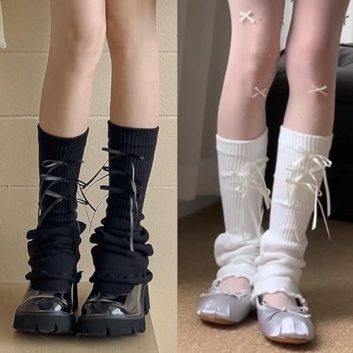 Image of SherryDC Womens Y2k Knit Leg Warmers Harajuku Japanese Long Boot Socks Kawaii Lolita Winter Leg Cover