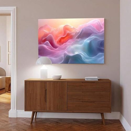 Tableau abstrait pastel grand format avec cadre pour chambre