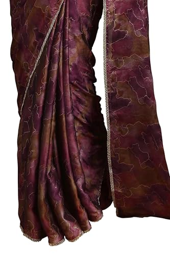 Image of MIRCHI FASHION Saree for Woman Chiffon Colorblock with Foil Work | Shimmer Festive Women's Sari for Wedding Functions and Ceremonies