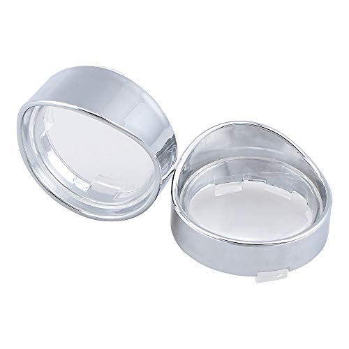 Chrome ABS Ring Visor-Style Turn Signal Bezels with Clear Lens for Deuce turn signals Compatible with Harley Custom Cruiser Touring Dyna Softail Sportster Motorcycle