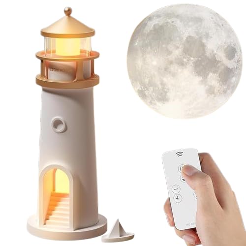 Buy SEAHAVEN Moon Lamp, Lighthouse Night Lights with Full Moon ...