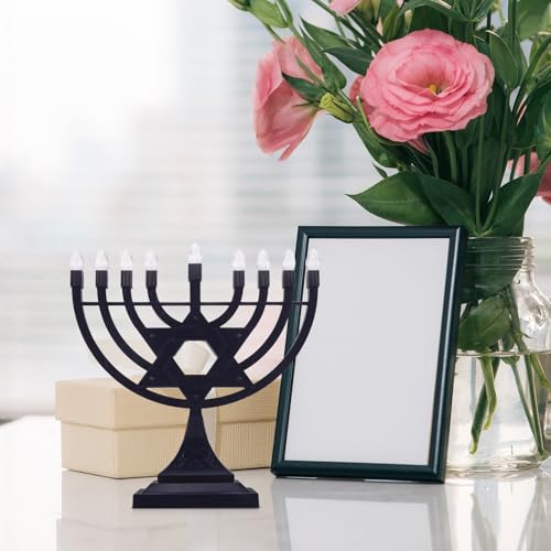 Ménorah électrique LED Hanoukka à 9 branches avec bougies rechargeables USB pour table - 6