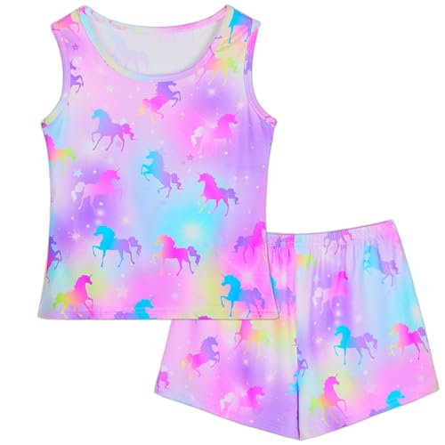 Girls Pajamas for kids Sleepwear Girl Tank Tops Pjs Shorts Set 2Pcs for Teen Girls Summer Casual Clothes