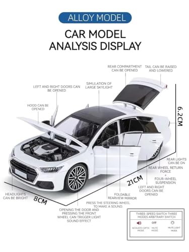 Image of Invite Enterprise 1:24 Audi A7 Diecast Scale Model Metal Pull Back Toy car for Kids with Openable Doors & Light, Music Toy Vehicle for Kids【Multicolour】