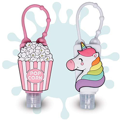 MY SAFELY Mini Kids Hände-Desinfektionsgel To Go 2er Bundle OMG Schule macht Spaß + 2 Nachfüllflaschen I Desinfektionsmittel für unterwegs I Praktischer Silikonhalter I Vegan & OHNE Mikroplastik Cover