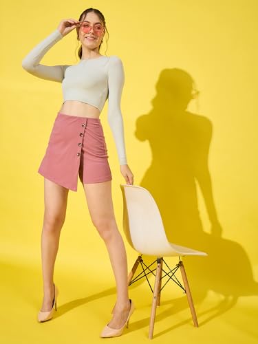 Image of Buynewtrend Cotton Blend Mini Women Versatile Skorts for Casual Wear | Girls Shorts | Above Knee Skirts