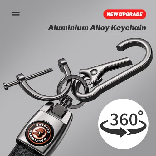 Image of Car Keychain Keyring for Baltimore Orioles Baseball Fans,Orioles Accessories Women /Men's Keychains for Vehicles,Leather Key Ring Lanyard for Car Key Fob Holder,Key Fob Keyring Replacement