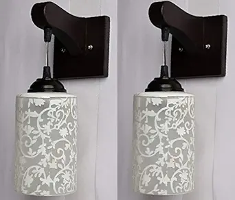 ONECYA ROYAL FANCY Round Wooden Wall Light/Wall Hanging Lamp for Bedroom, Pendant Light Indoor and Outdoor Electric (Pack of 2) Downcya090