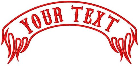 Custom Motorcycle Vest Patch, Premium Personalized Embroidery Rocker Rider Name Patches Iron on Top Patch Flame Shape for Vests, Jackets(White Fabric, Red Border)
