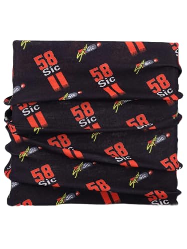 Necktube della collezione ufficiale del pilota Marco Simoncelli. Base nera con stampa all-over. Composizione: 100% poliestere