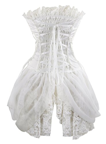 Charmian Women's Sexy Strapless Floral Embroidery Gothic Corset with Lace Skirt2