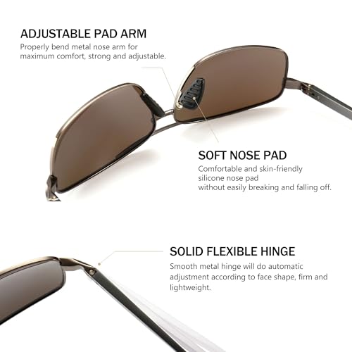 Image of SUNGAIT UV protection Ultra Lightweight Rectangular Polarized Sunglasses