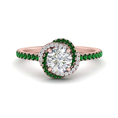 Image of 55Carat Choose Your Gemstone Flower Diamond CZ Ring rose gold plated Round Shape Halo Engagement Rings Ornaments Surprise for Wife Symbol of Love Clarity Comfortable US Size 4 to 12