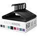 NEATERIZE Plastic Clothes Hangers| Heavy Duty Durable Coat and Clothes Hangers | Vibrant Colors Adult Hangers | Lightweight Space Saving Laundry Hangers | 20, 40, 60 Available (60 Pack - Black)