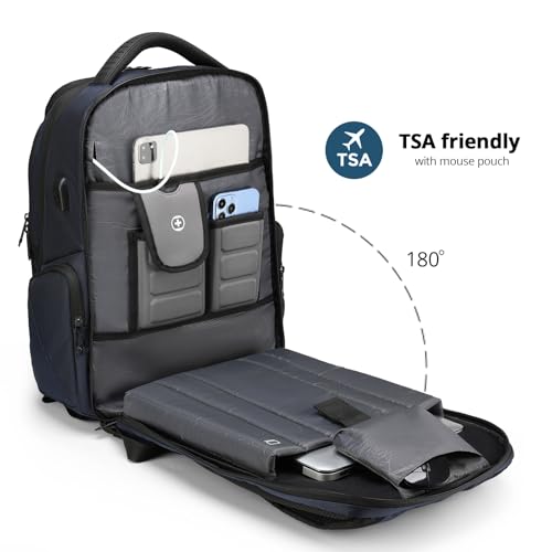 Image of Swissdigital Design Men's Laptop Backpack for College and Business Travel with Integrated USB Charging Port and RFID Protection Fits Laptops up to 15.6 inch, Blue | SD1695-12