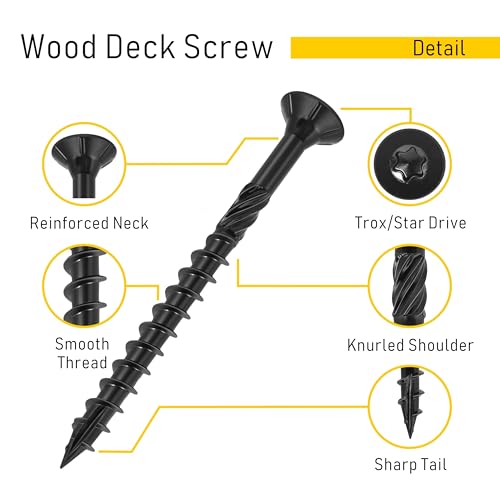 Image of 150pcs Deck Screws #8 x 1-1 /2 Inch Wood Screw Star /Trox Drive Structural Screw for Timber, Log, Landscaping Wood Etc.