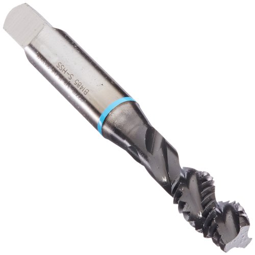 YG-1 BI Series Super HSS Spiral Flute Tap, Hardslick Coated, Round Shank with Square End, Modified Bottoming Chamfer, 3/8