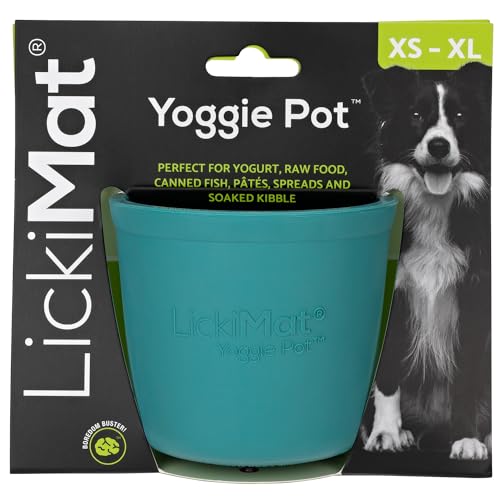 LickiMat Yoggie Pot – Dispenser per leccare cani di tutte le dimensioni e mangiatoia lenta per cani di piccola taglia, divertente e arricchente, per cani di piccola taglia, colore: turchese