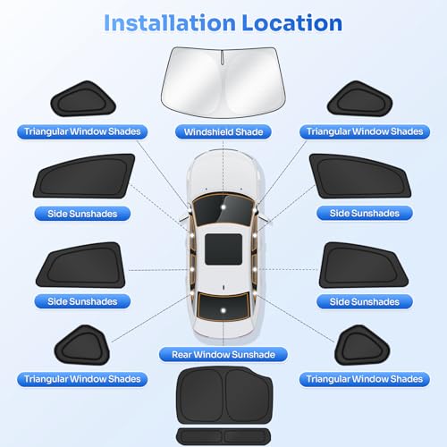Image of Canvcle Window Shades for 2010-2015 Toyota Prius Hatchback Accessories Windshield Sun Shade Side Rear Window Covers Sunshade Sun Visor Shield Privacy Protection for Camping Keep Car Cool Black 11PCS
