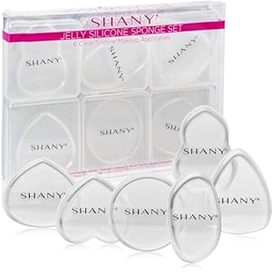 SHANY Stay Jelly Silicone Sponge Set – Clear & Non-Absorbent Makeup Blending Sponges for Flawless Application with Foundation – Assorted Sizes and Shapes – Pack of 6
